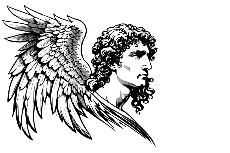 Half Chest Angel Michael Stone Washed