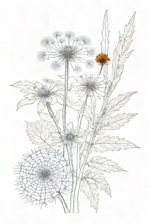 Yellow Dandelion And Cinnamon Plant