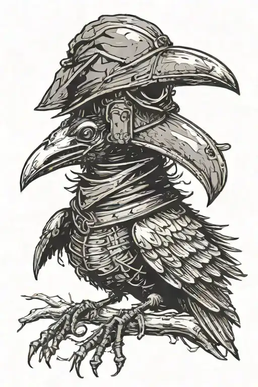 Crow With A Plague Doctor Mask And A Crow Body And An Medieaval Style
