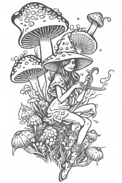 Amanita Muscaria Mushroom Fairy Smoking A Wizard Pipe