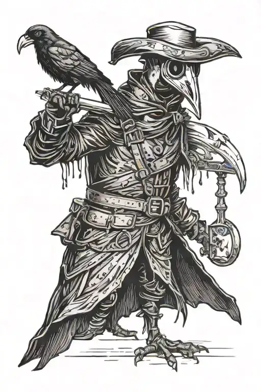 Crow With A Plague Doctor Mask And A Normal Crow Body And An Medieaval Style