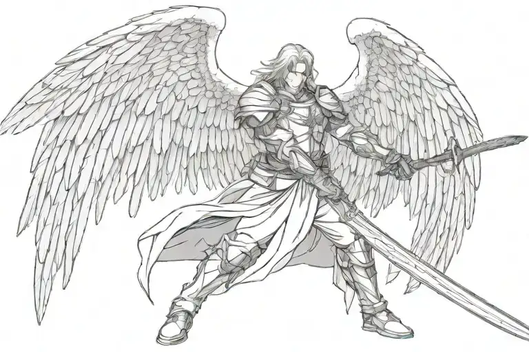 One Winged Angel Holding A Sword