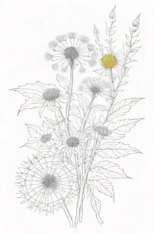 Yellow Dandelion And Cinnamon Plant