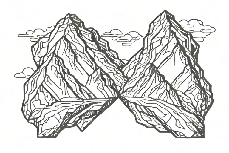 Rock Mountains Inside Falcon Shape Outline