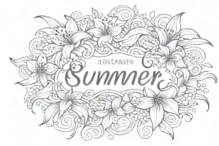 Lilies Around The Name 'Summer' Script Font