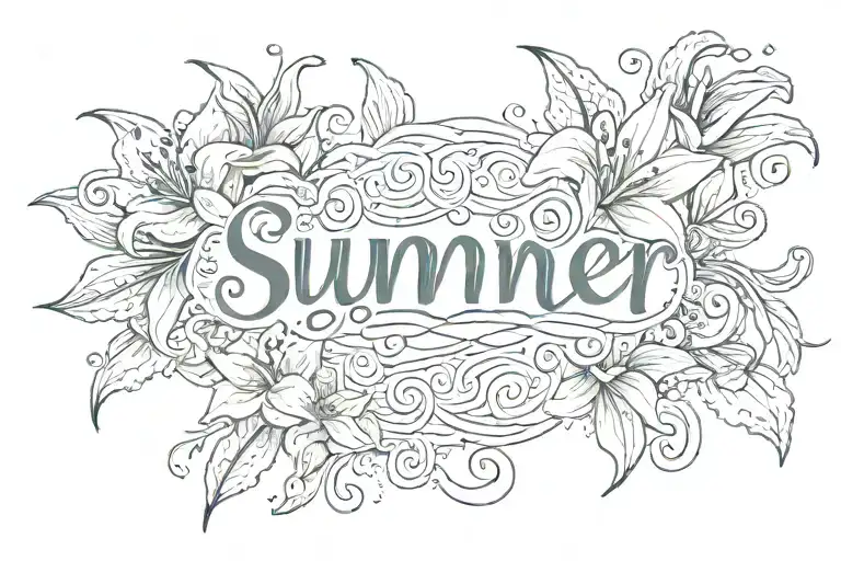 Lilies Around The Name 'Summer' Script Font