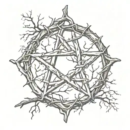 Heartagram Made Of Tree Branch