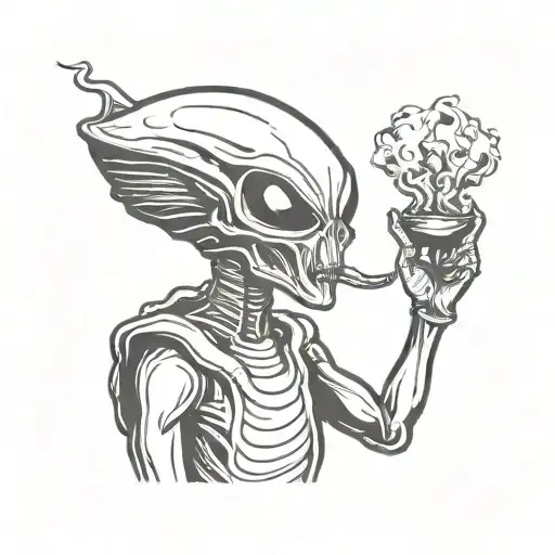Alien Smoking A Pipe