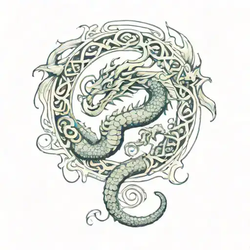 Cancer Zodiac Sign Incorporated With Dragon Wrapped