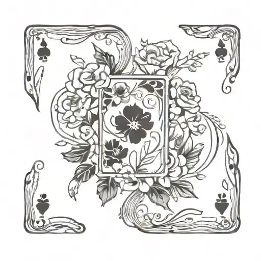 Western Playing Cards With Flowers Symbolizing