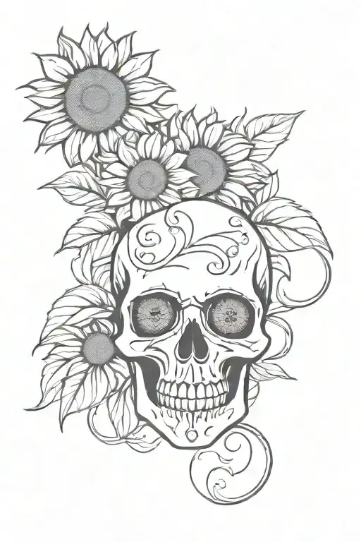 Sunflowers And Skull Adorned