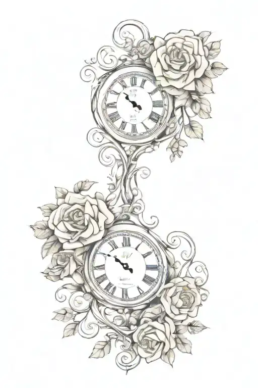 Heart Clock Roses Entwined