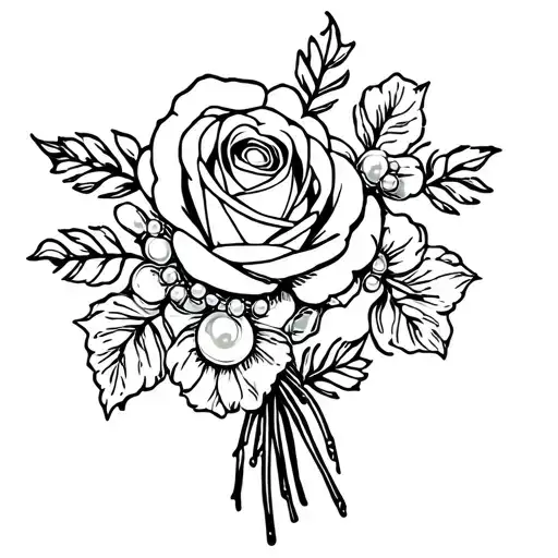 Rose Honeysuckle Bouquet With Pearls