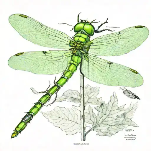 Green Female Eastern Pond Hawk Dragonfly Anatomical