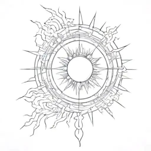 Sun And Lines Forming