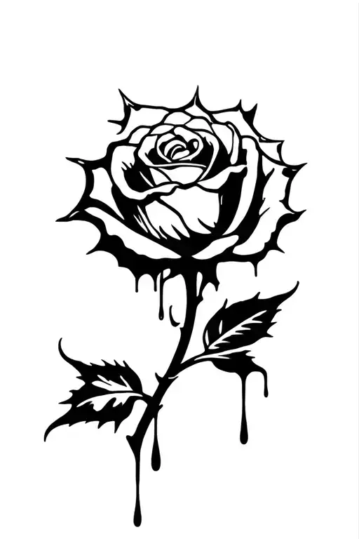 Long Stem Rose With Thorns Dripping Blood