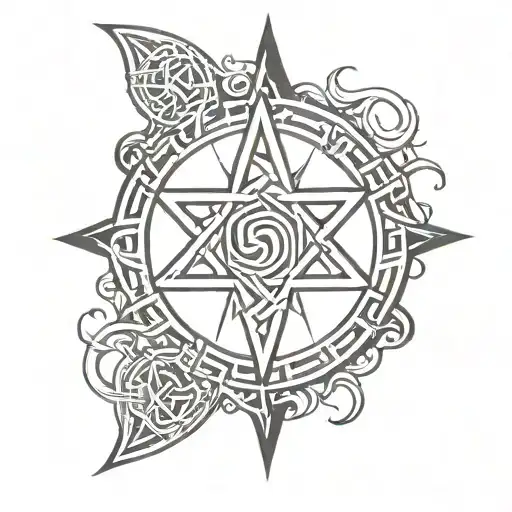 Satanic Tattoo With Nordic Runes