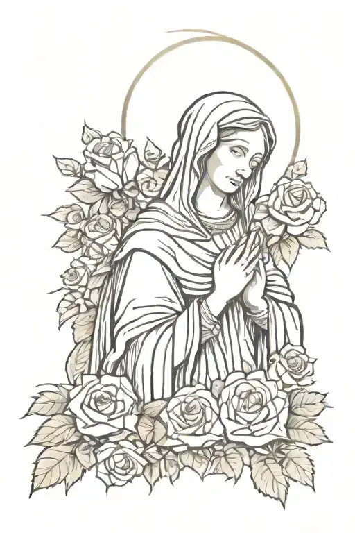 Virgin Mary Holding Roses