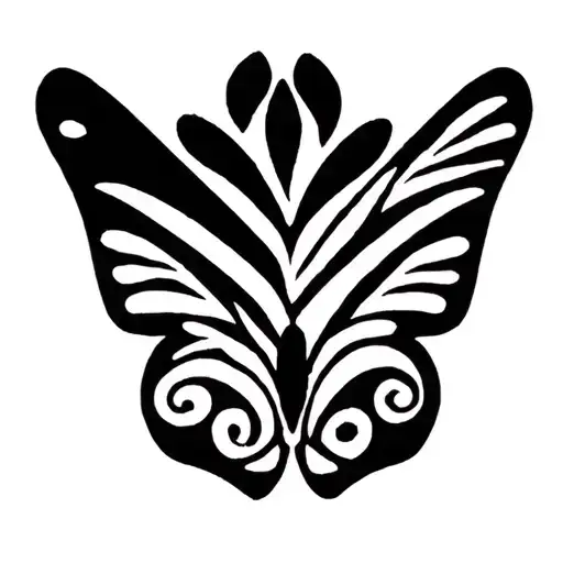 Tribal Butterly Tattoo With African Adinkra Symbols