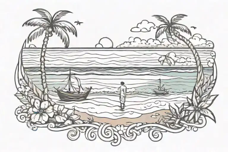 Small Beach Tattoo For Married Couple