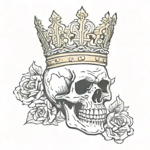 Simple Skull Wearing A Crown