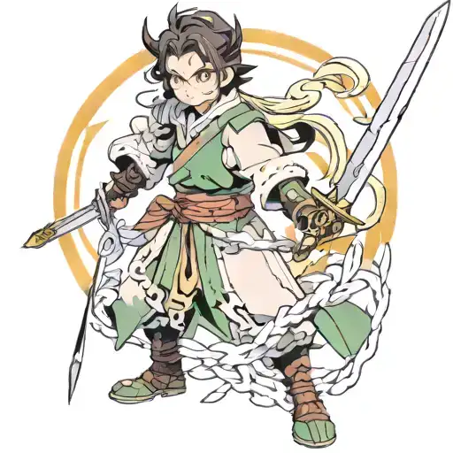 Uni Demon Slayer Anime Character Holding Sword Intertwined