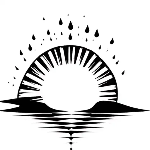 A Rising Sun Melting Into Rain Drops