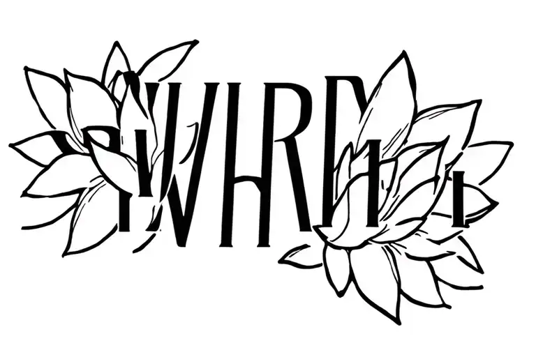 Water Lily With Elder Folk Font Letters For Stem Wrapped