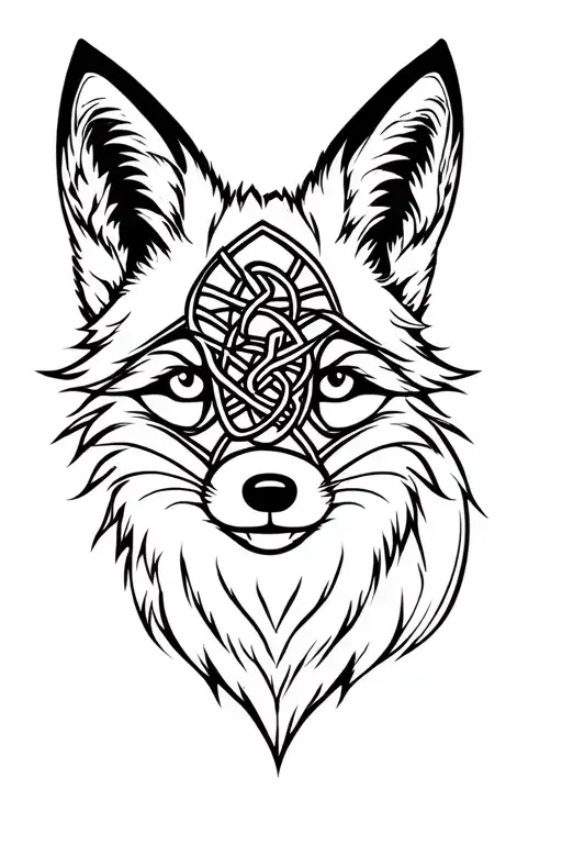 Black And White Fox Looking With A Wisdom Knot In It`s Tight Eye