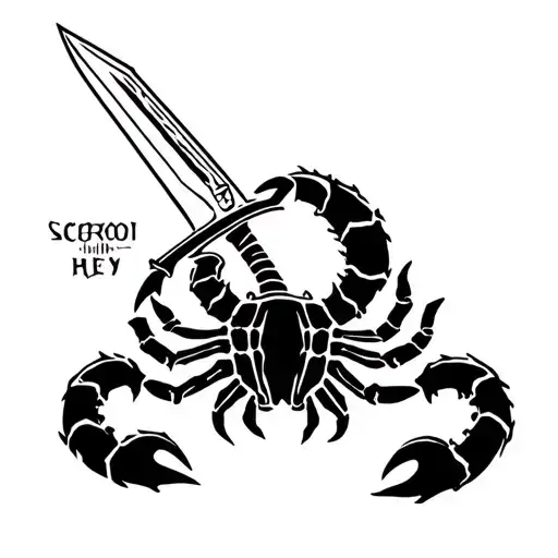Scorpio With Sword And Strength Letters