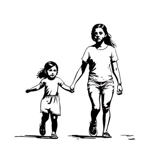 Dad Mom Dauther Baby Boy Walking