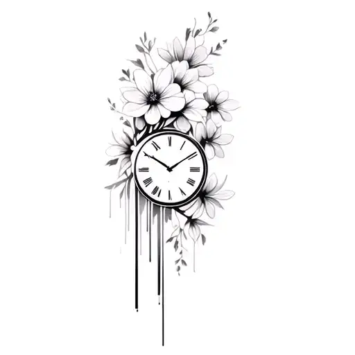 A Clock And Flowers