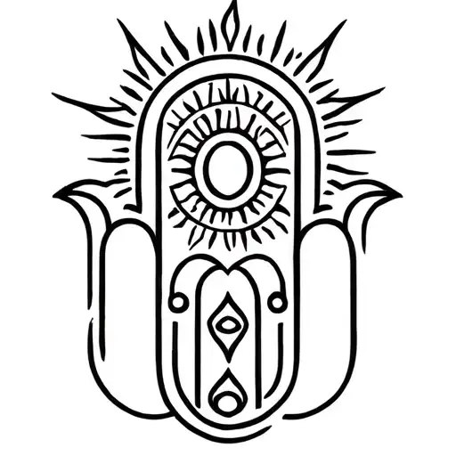 Hamsa Symbol With Sun