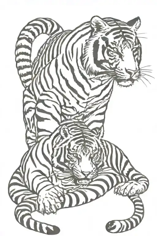Tiger Intertwined With A King Cobra Wrapped