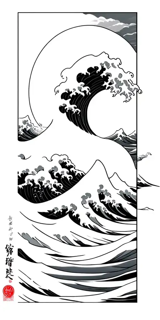 Merge The Great Wave Off Kanagawa In A Minimalist Style With My Existing