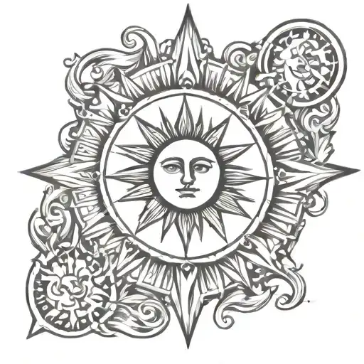 The Sun Tarot Card Tattoo Which Presents Masculinity
