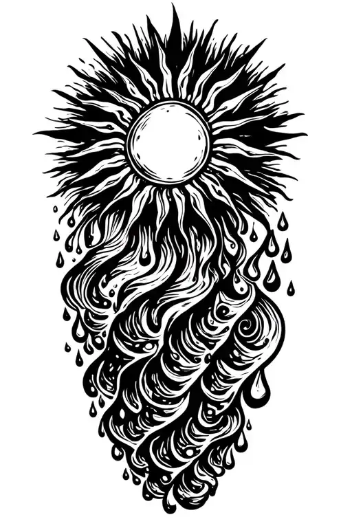 The Sun Flowing Into Water That Drops Off Into Rain Drops