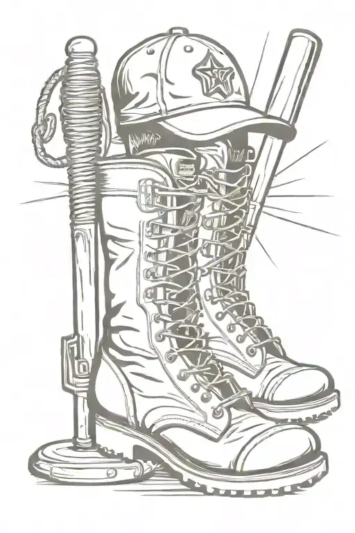 Two Baseball Bat Military Boots Lamp Logo