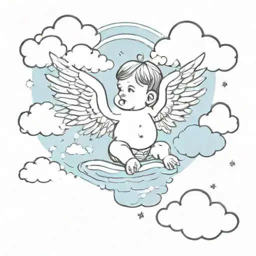 Baby Wings With Clouds