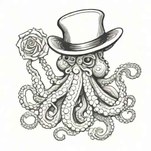 Octopus With Rose And Hat