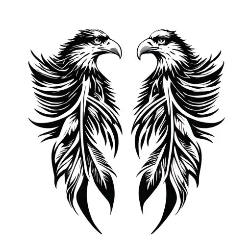 Two Eagle Tribal Feathers Hanging