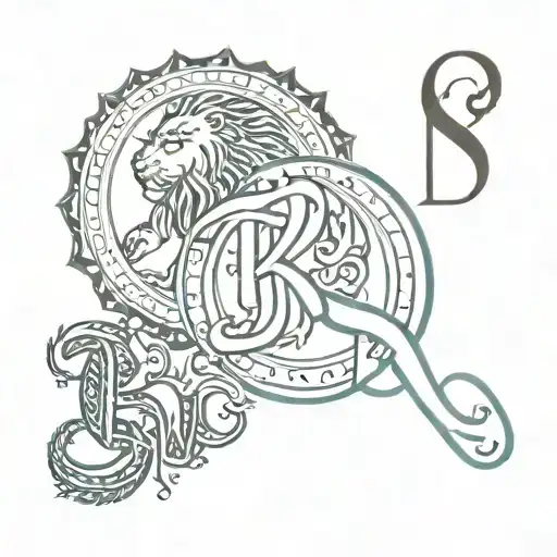 Letter K And I With Zodiac Leo Sign And The Endless Sign