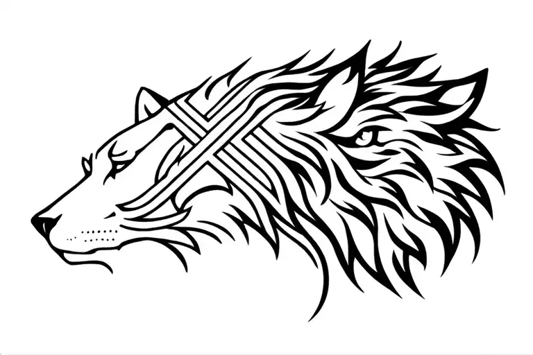 Trinity Symbol Mixed Bear Lion Wolf Head