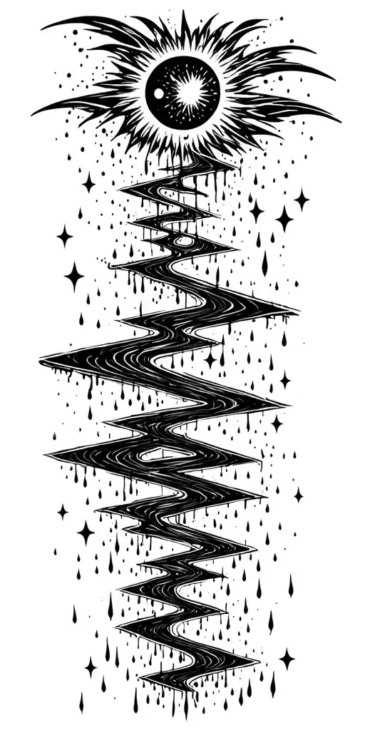 Parallel Universe With Rain And Stars Falling