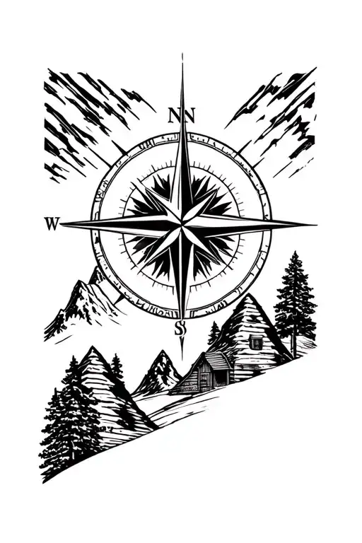 Log Cabin Mountains Compass