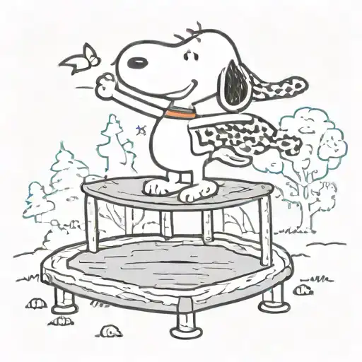 Snoopy On Trampoline