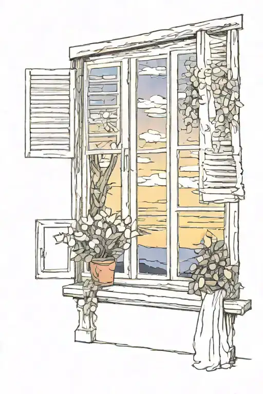 Window And Sunset Scene
