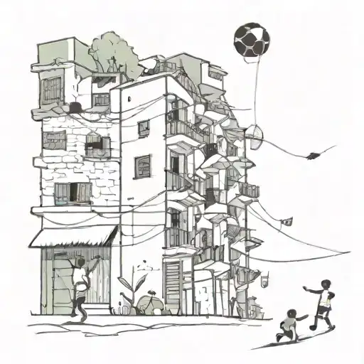 Favela Rio De Janeiro Football With Kites In The Sky