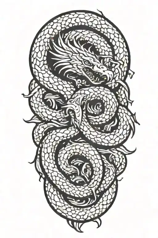 A Phenix And A Snake Fighting