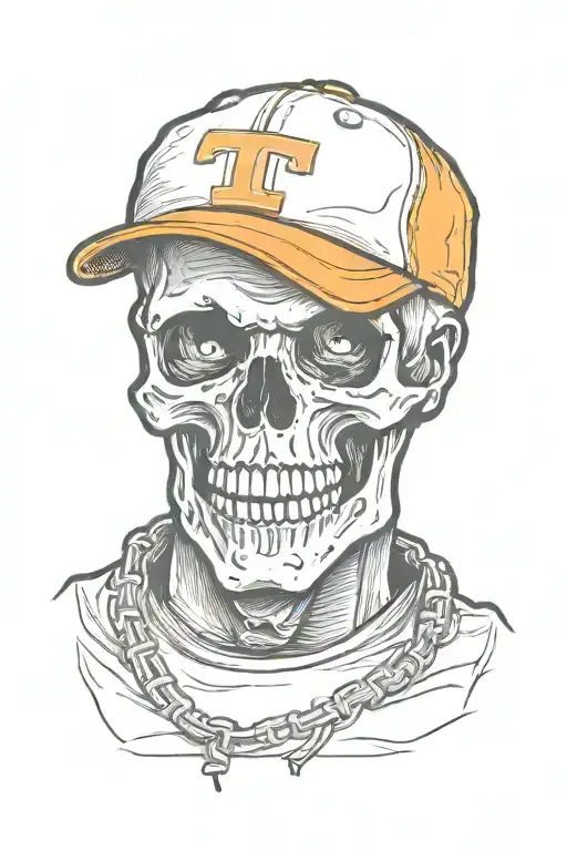 Skull Wearing A University Of Tennessee Baseball Cap